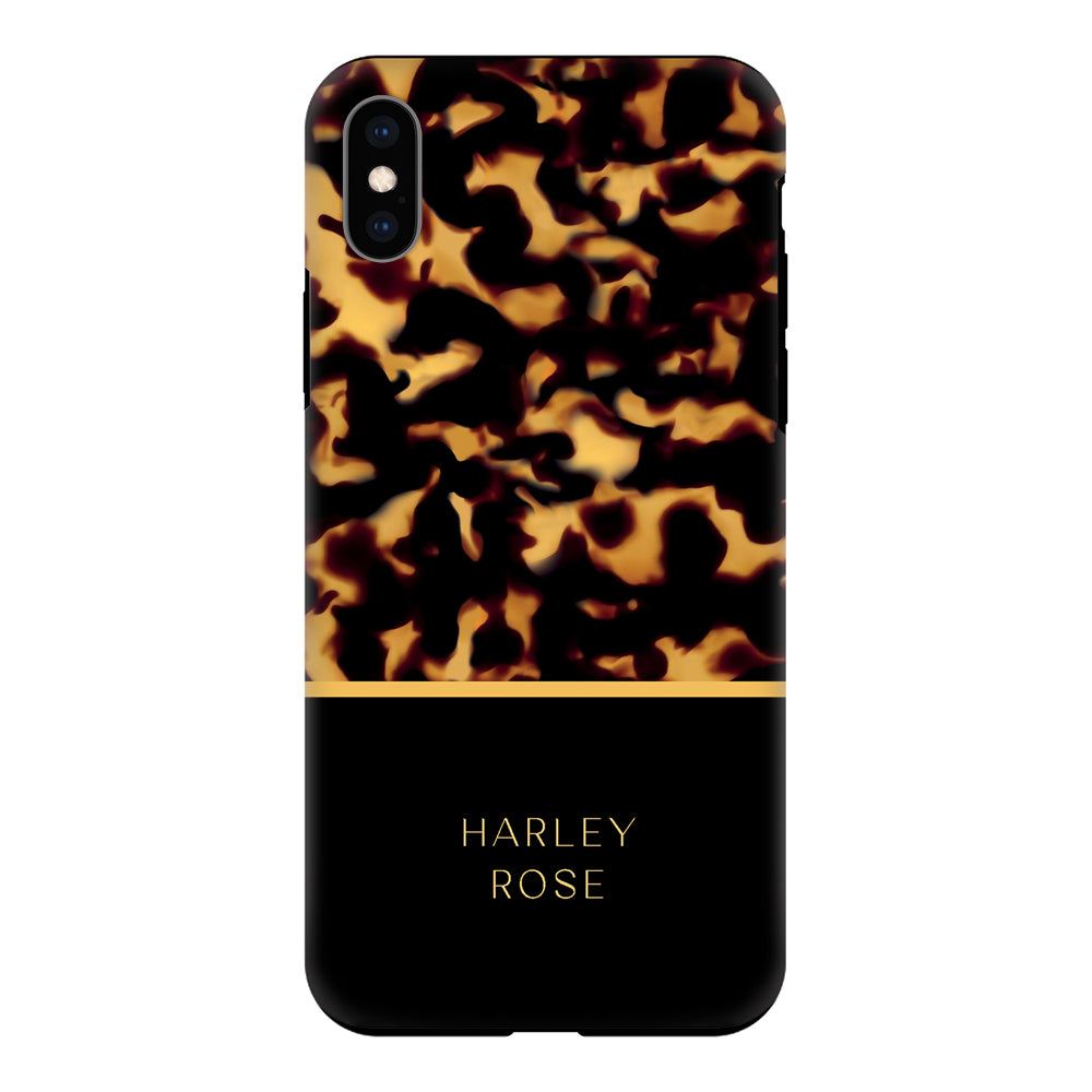 Apple iPhone XR / Tough Pro Personalized Text Luxury Tortoise Shell Pattern, Phone Case - Stylizedd.com
