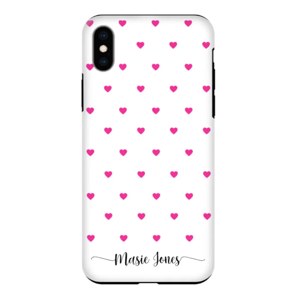 Apple iPhone X / iPhone XS / Tough Pro Phone Case Heart Pattern Custom Text, My Name Phone Case - Stylizedd.com