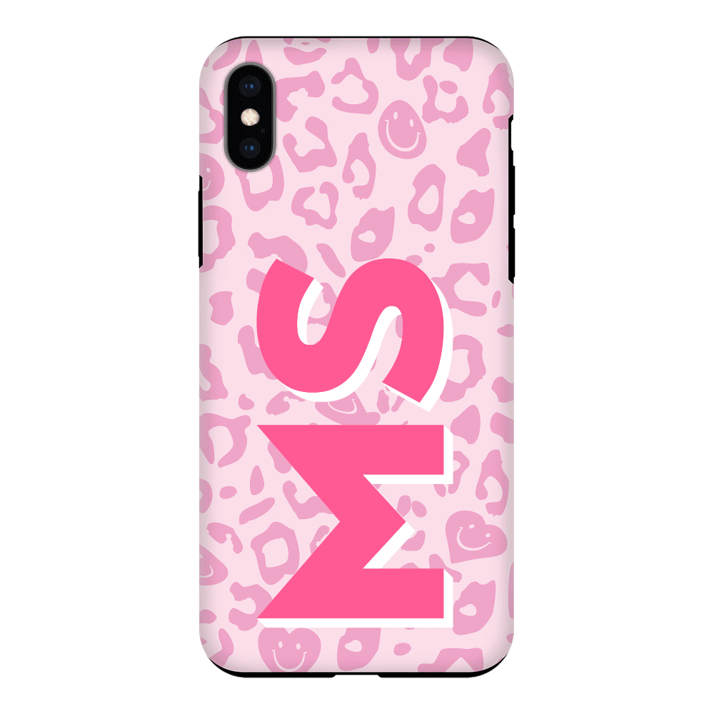 Apple iPhone X / iPhone XS / Tough Pro Custom Monogram Initial 3D Shadow Text Seamless Pattern, Phone Case - Stylizedd.com