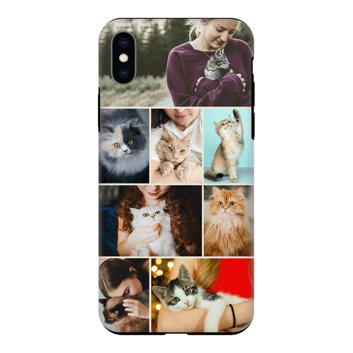Apple iPhone X / iPhone XS / Tough Pro Personalised Photo Collage Grid Pet Cat, Phone Case - Stylizedd.com