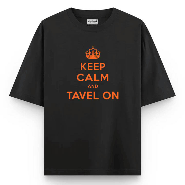 Custom Keep Calm T-shirt - Oversize - Black / XS - T-Shirt