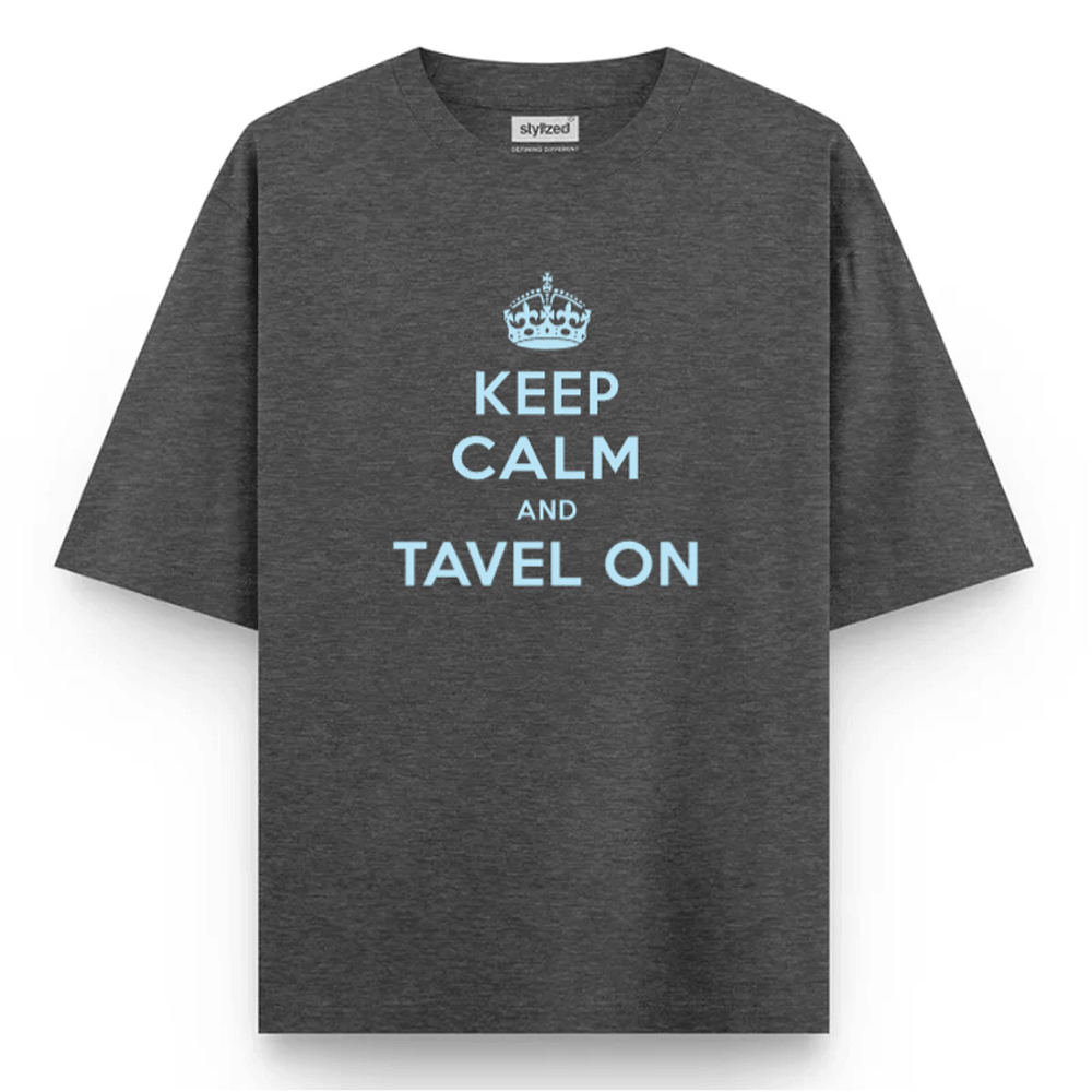 Custom Keep Calm T-shirt - Oversize - Charcoal Grey / XS - T-Shirt