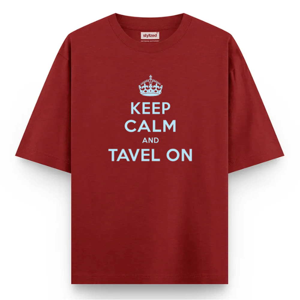 Custom Keep Calm T-shirt - Oversize - Maroon / XS - T-Shirt