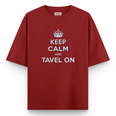 Custom Keep Calm T-shirt - Oversize - Maroon / XS - T-Shirt