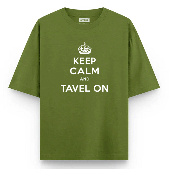 Custom Keep Calm T-shirt - Oversize - Military Green / XS - T-Shirt