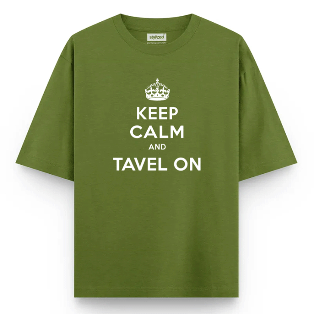 Custom Keep Calm T-shirt - Oversize - Military Green / XS - T-Shirt