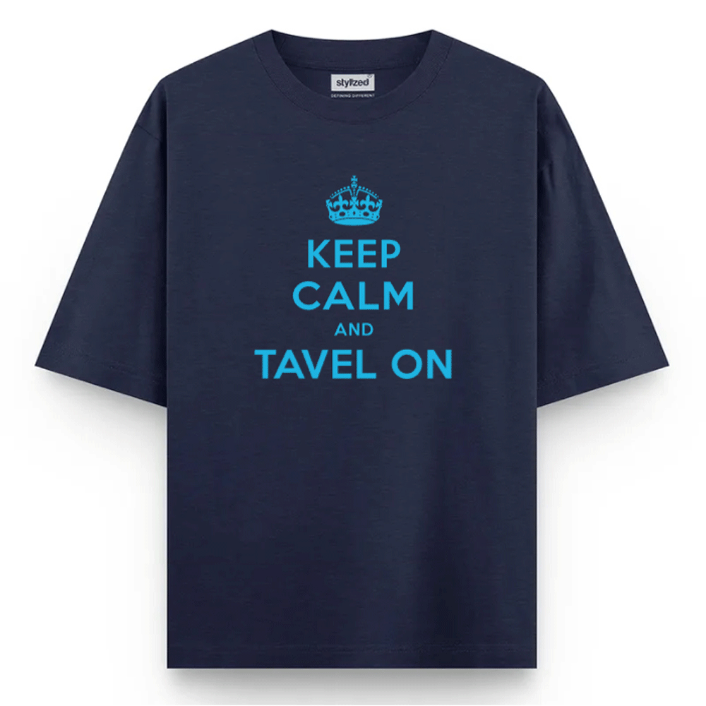 Custom Keep Calm T-shirt - Oversize - Navy Blue / XS - T-Shirt