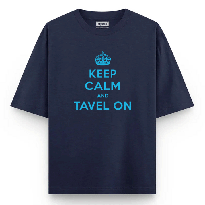 Custom Keep Calm T-shirt - Oversize - Navy Blue / XS - T-Shirt