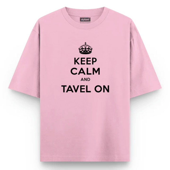 Custom Keep Calm T-shirt - Oversize - Pink / XS - T-Shirt