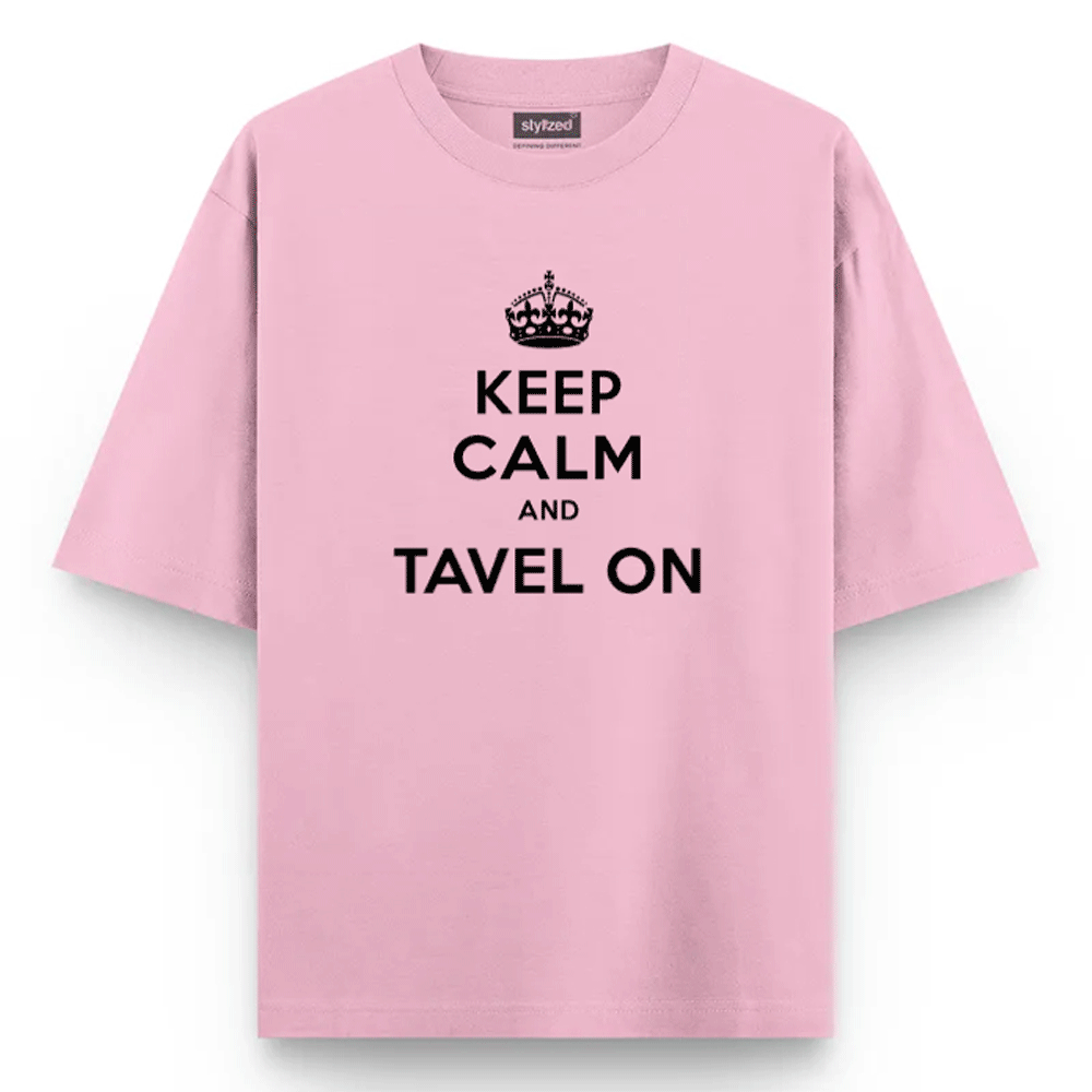Custom Keep Calm T-shirt - Oversize - Pink / XS - T-Shirt