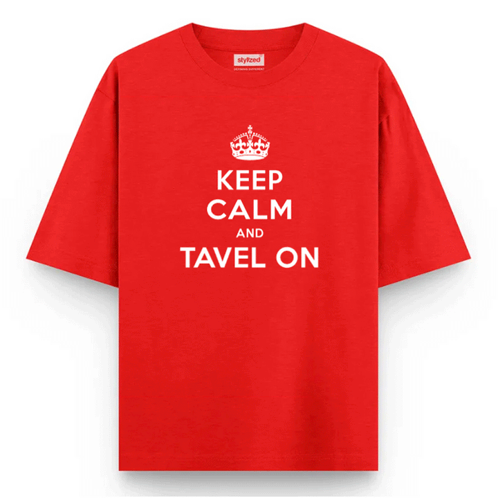 Custom Keep Calm T-shirt - Oversize - Red / XS - T-Shirt