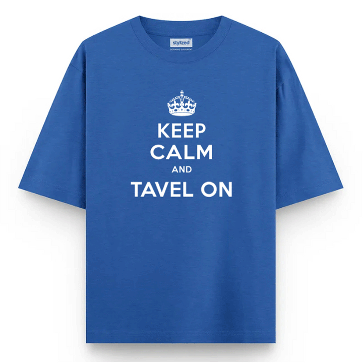 Custom Keep Calm T-shirt - Oversize - Royal Blue / XS - T-Shirt