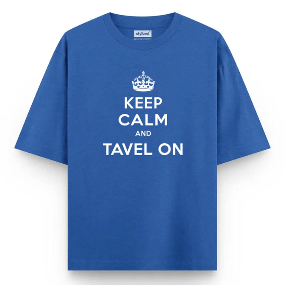 Custom Keep Calm T-shirt - Oversize - Royal Blue / XS - T-Shirt