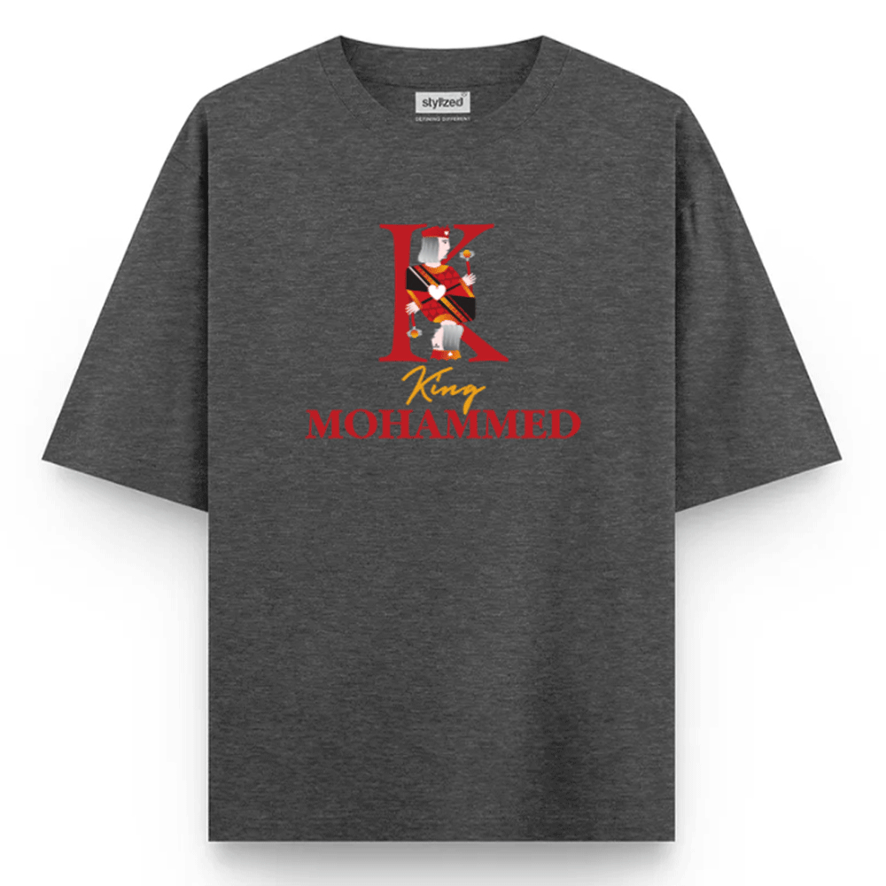 Custom King of Hearts T-shirt - Oversize - Charcoal Grey / XS - T-Shirt