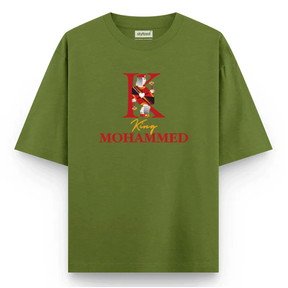 Custom King of Hearts T-shirt - Oversize - Military Green / XS - T-Shirt