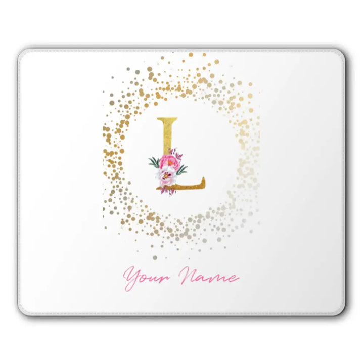 PU Leather Mousepad Mousepads Floral Initial Mousepad - Stylizedd