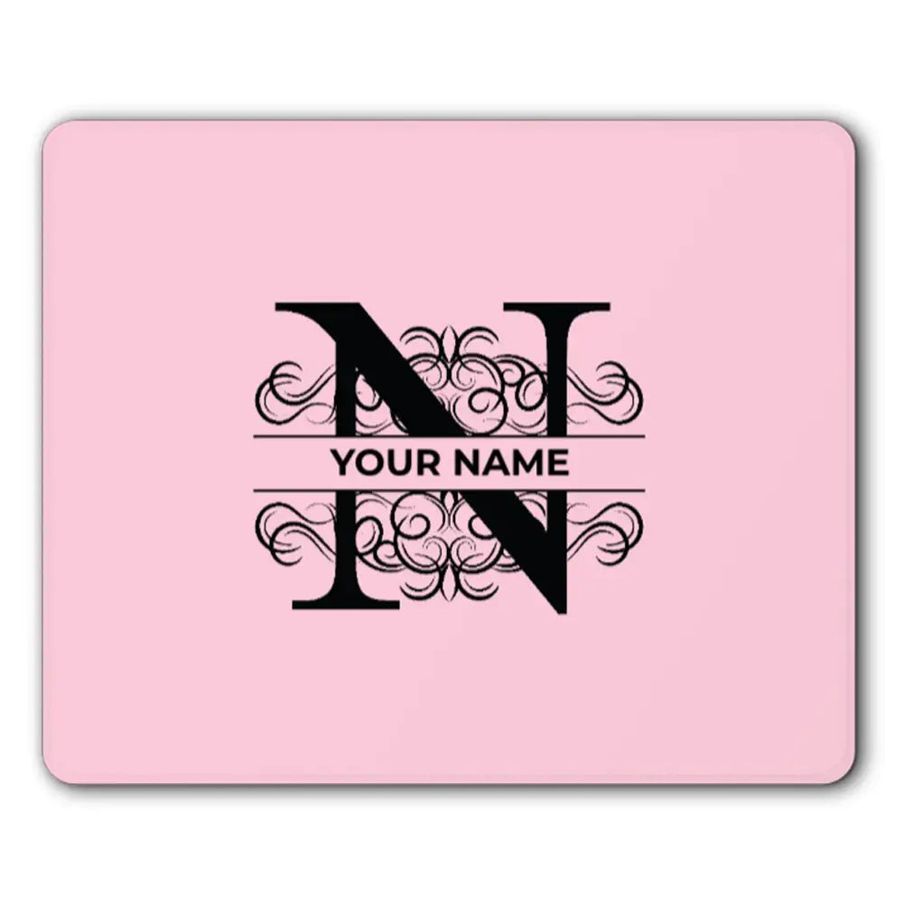 PU Leather Mousepad Mousepads Split Floral Initial Mousepad - Stylizedd