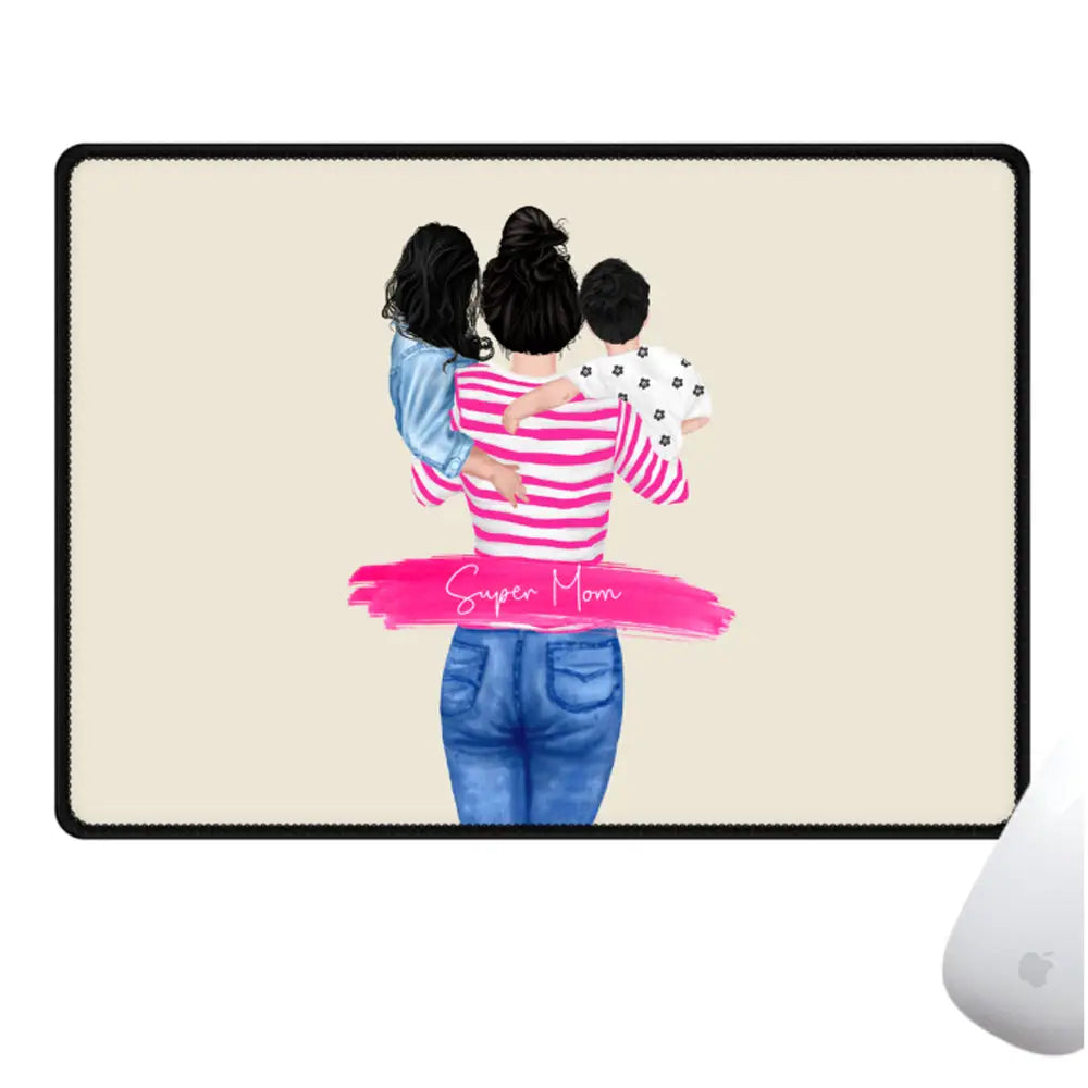 Gaming Mousepad Mousepads Custom Clipart Text Mother Son & Daughter Mousepad - Stylizedd.com