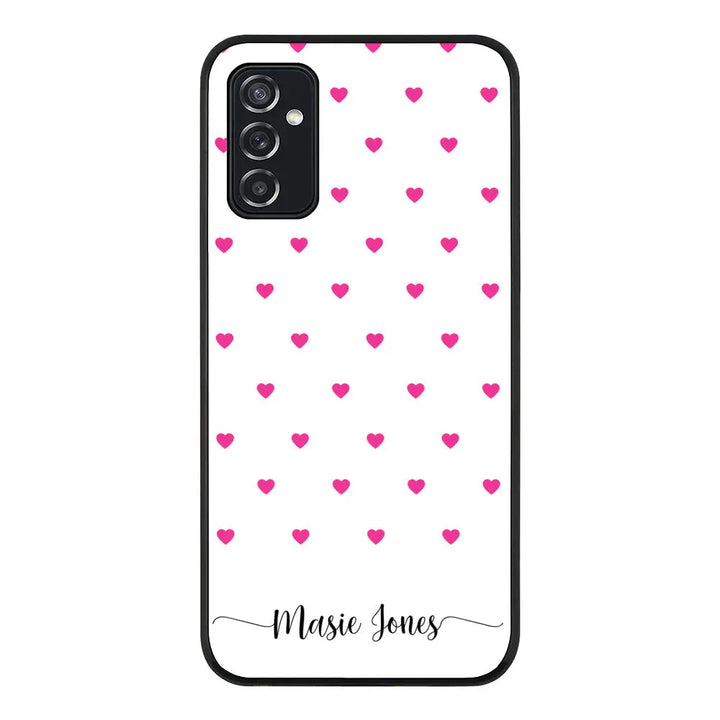 Samsung Galaxy M52 5G / Rugged Black Phone Case Heart Pattern Custom Text, My Name Phone Case - Samsung M Series - Stylizedd