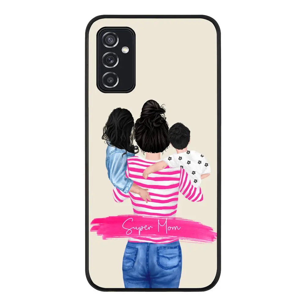 Samsung Galaxy M52 5G / Rugged Black Phone Case Custom Clipart Text Mother Son & Daughter Phone Case - Samsung M Series - Stylizedd