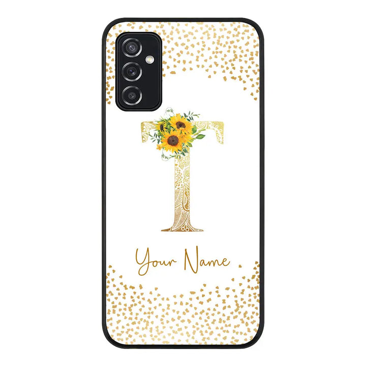 Samsung Galaxy M52 5G / Rugged Black Phone Case Floral Mandala Initial Phone Case - Samsung M Series - Stylizedd