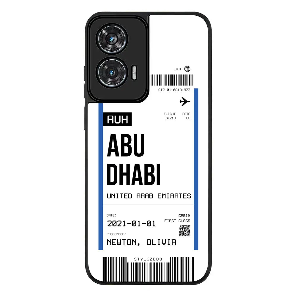 Custom Flight Boarding Pass Ticket Phone Case - Motorola - Edge 50 Fusion / Rugged Black - Stylizedd