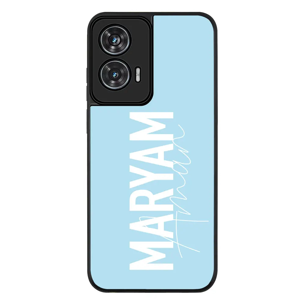 Personalized Name Vertical Phone Case - Motorola - Edge 50 Fusion / Rugged Black - Stylizedd