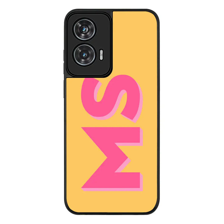 Personalized Monogram Initial 3D Shadow Text Phone Case - Motorola - Edge 50 Fusion / Rugged Black