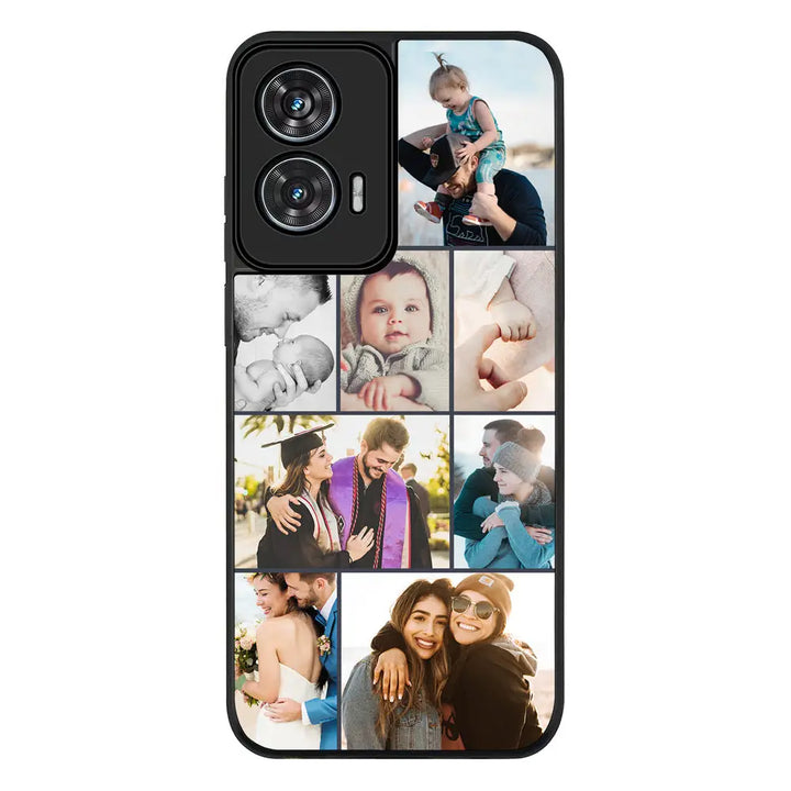 Personalised Photo Collage Grid Phone Case - Motorola - Edge 50 Fusion / Rugged Black - Stylizedd