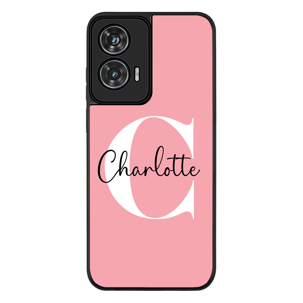 Custom Monogram Large Initial Name & Letter Phone Case - Motorola - Edge 50 Fusion / Rugged Black