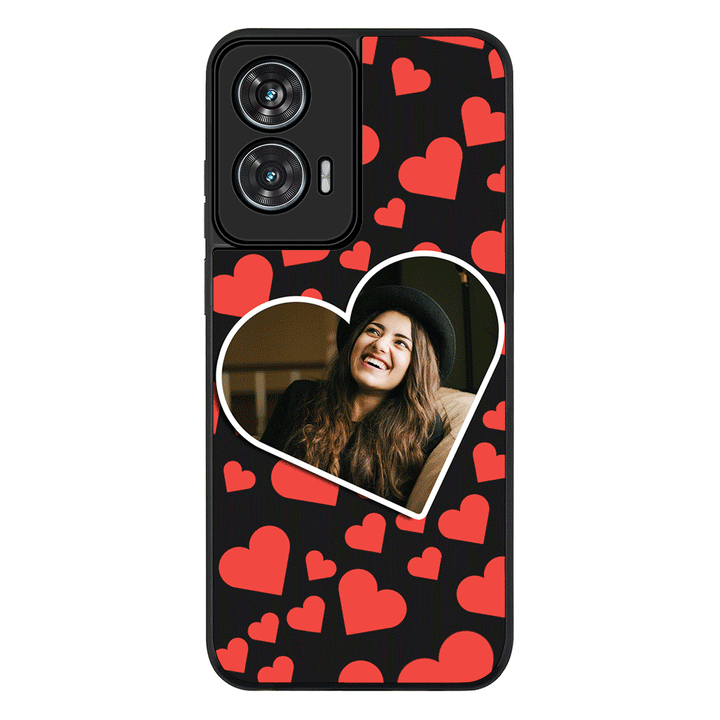 Custom Photo Heart shaped Phone Case - Motorola - Edge 50 Fusion / Rugged Black - Stylizedd