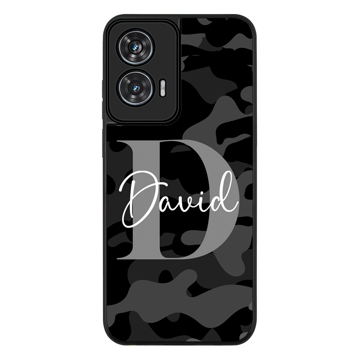 Personalized Name Camouflage Military Camo Phone Case - Motorola - Edge 50 Fusion / Rugged Black