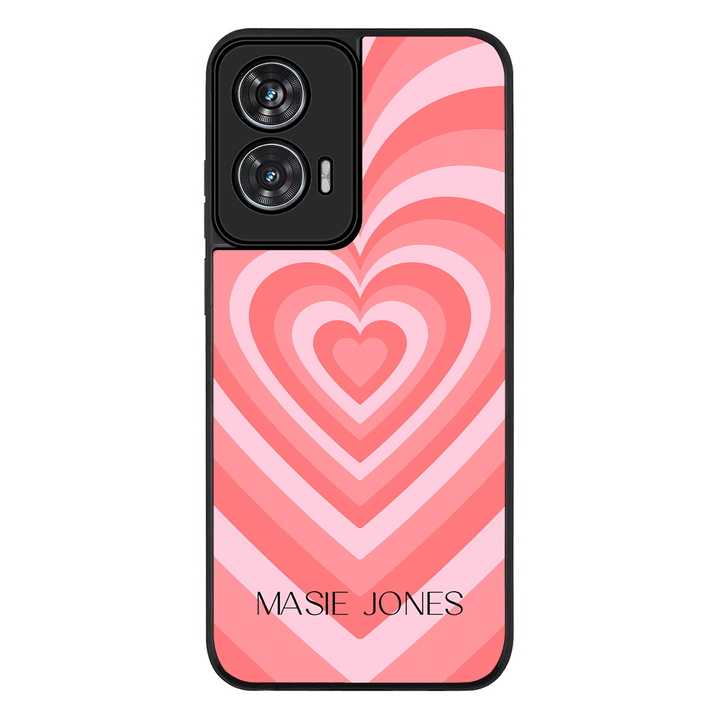 Personalized Name Retro Hearts Phone Case - Motorola - Edge 50 Fusion / Rugged Black - Stylizedd