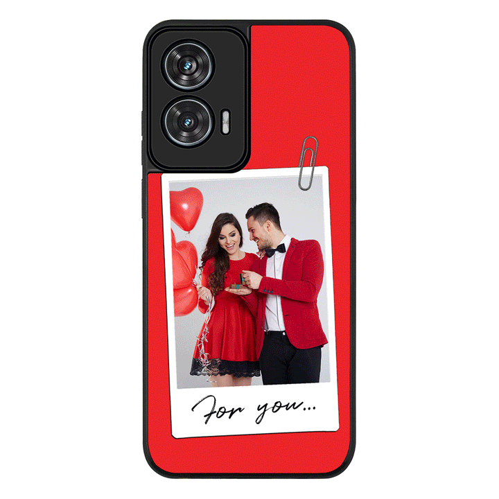 Personalized Polaroid Photo Valentine Phone Case - Motorola - Edge 50 Fusion / Rugged Black