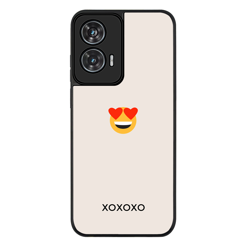 Custom Text Emojis Emoticons Phone Case - Motorola - Edge 50 Fusion / Rugged Black - Stylizedd