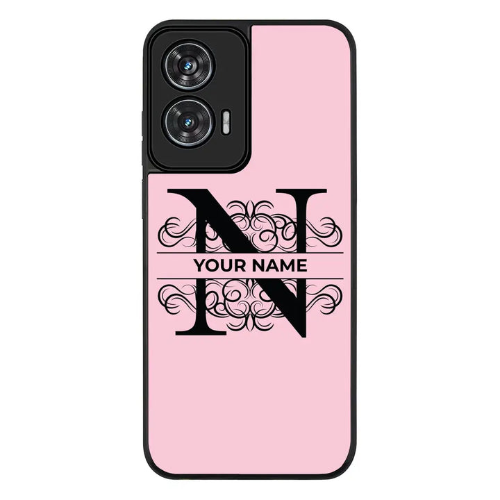 Split Floral Initial Phone Case - Motorola - Edge 50 Fusion / Rugged Black - Stylizedd
