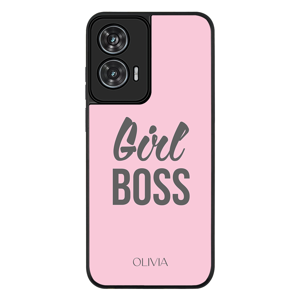 Personalized Name Girl Boss Phone Case - Motorola - Edge 50 Fusion / Rugged Black - Stylizedd