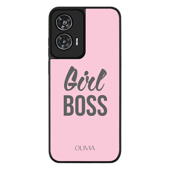 Personalized Name Girl Boss Phone Case - Motorola - Edge 50 Fusion / Rugged Black - Stylizedd