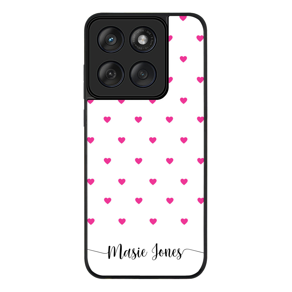 Heart Pattern Custom Text, My Name Phone Case - Motorola