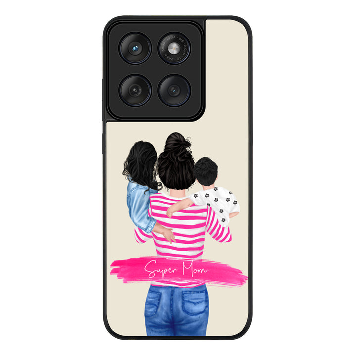 Custom Clipart Text Mother Son & Daughter Phone Case - Motorola