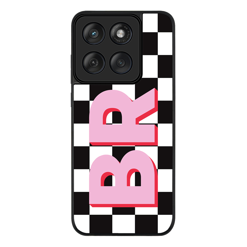 Custom Monogram Initial Checkerboard, Phone Case - Motorola