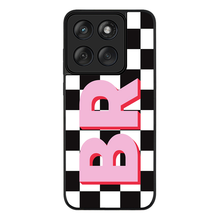 Custom Monogram Initial Checkerboard, Phone Case - Motorola