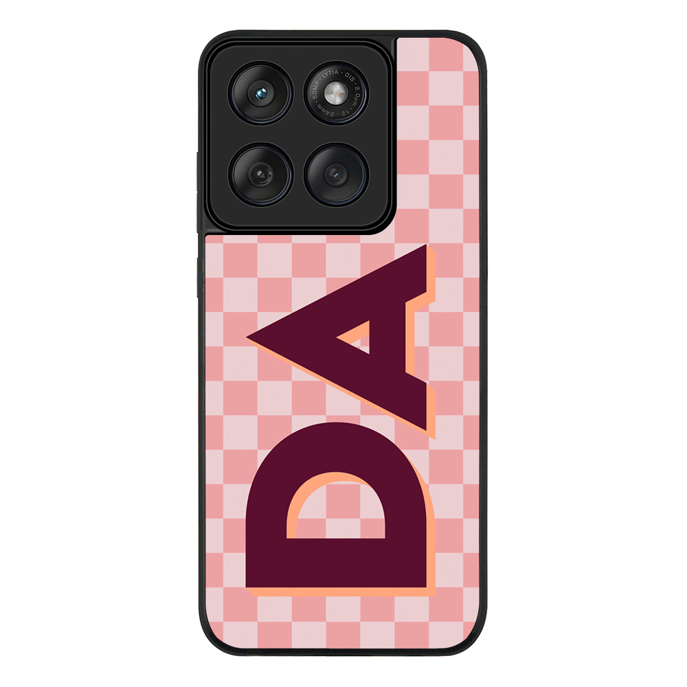 Custom Monogram Initial Small Checkerboard, Phone Case - Motorola