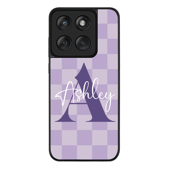 Personalized Name Initial Monogram Checkerboard, Phone Case - Motorola