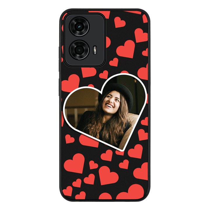 Custom Photo Heart shaped Phone Case - Motorola - Moto G04 / G04s / Rugged Black - Stylizedd