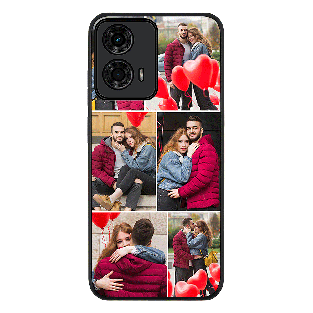 Personalised Valentine Photo Collage Grid Phone Case - Motorola - Moto G04 / G04s / Rugged Black