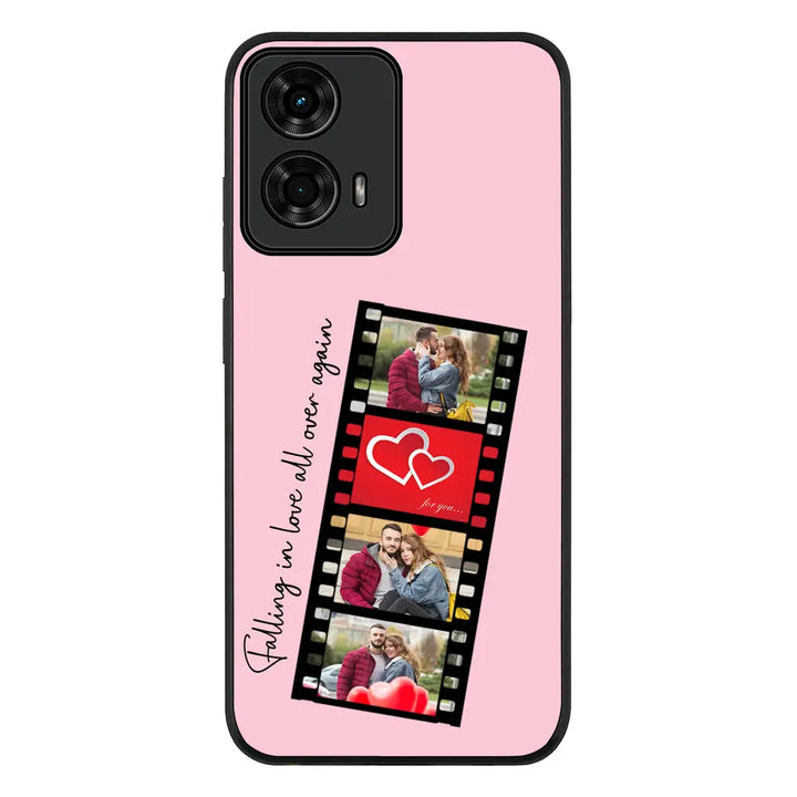 Custom Valentine Photo Film Strips Phone Case - Motorola - Moto G04 / G04s / Rugged Black