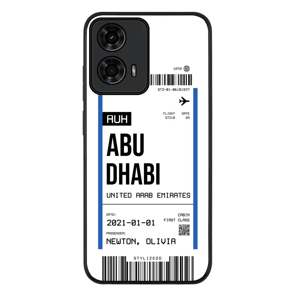 Custom Flight Boarding Pass Ticket Phone Case - Motorola - Moto G24 / Power / Rugged Black
