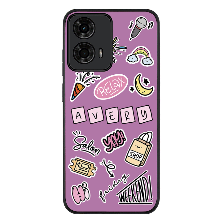 Motorola Moto G24 / Moto G24 Power / Rugged Black Personalized Name Cute Weekend Girl Sticker, Phone Case - Motorola - Stylizedd.com