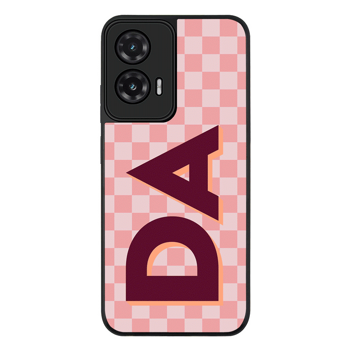 Custom Monogram Initial Small Checkerboard, Phone Case - Motorola